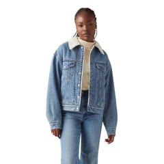 Jaqueta Jeans Feminina Azul Levi's Com Bolsos Forro De Pele - Ref: A44350011