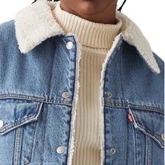 Jaqueta Jeans Feminina Azul Levi's Com Bolsos Forro De Pele - Ref: A44350011