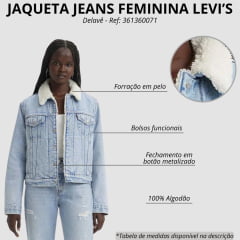 Jaqueta Jeans Feminina Delavê Levi's Com Bolsos Forro De Pele - Ref.361360071