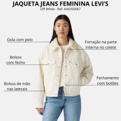 Jaqueta Feminina Levi's Jeans 90's Trucker Sherpa Branca - Ref: A44350067