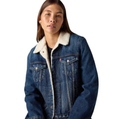 Jaqueta Feminina Levi's Jeans Trucker Sherpa Azul Escuro - Ref: 361360063