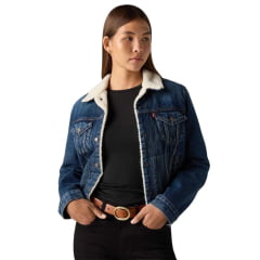 Jaqueta Feminina Levi's Jeans Trucker Sherpa Azul Escuro - Ref: 361360063