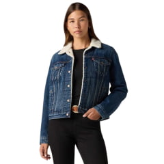 Jaqueta Feminina Levi's Jeans Trucker Sherpa Azul Escuro - Ref: 361360063