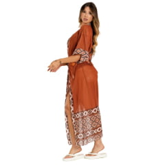 Kimono Feminino Buphallos De Praia Orange Horses Estampado Ref: ACS37