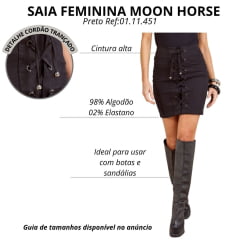 Saia Feminina Moon Horse Mini Bia Preta Com Detalhe Trançado De Veludo Ref:01.11.451