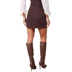 Saia Feminina Moon Horse Mini Sarah Marrom Vinho Com Bordado Ref:01.12.495