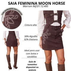 Saia Feminina Moon Horse Mini Sarah Marrom Vinho Com Bordado Ref:01.12.495
