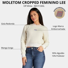 Moletom Feminino Lee Cropped Off White Detalhes Em Azul E Laranja - REF:F1300L