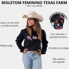 Moletom Cropped Feminino Texas Farm Wildflower Bordado No Capuz E Mangas Ref: MCF002