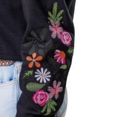 Moletom Cropped Feminino Texas Farm Wildflower Bordado No Capuz E Mangas Ref: MCF002