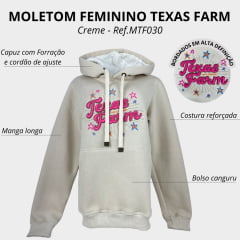 Moletom Feminino Bordado Em Relevo Texas Farm Modelo Canguru Ref: MTF030 - Escolha a cor