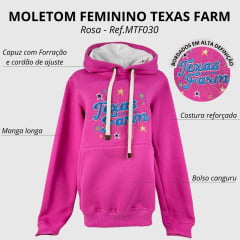 Moletom Feminino Texas Farm Bordado Em Relevo Modelo Canguru Ref: MTF030 - Escolha a cor