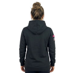 Moletom Feminino Texas Farm Com Capuz Modelo Canguru Preto Logo Bordada Ref:MTF021