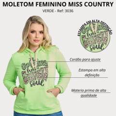 Moletom Feminino Miss Country Verde Neon Bolso Canguru Ref: 3036