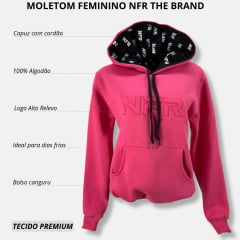 Moletom Feminino NFR Rosa Pink Modelo Canguru Com Logo em Rosa Pink Ref.MP045