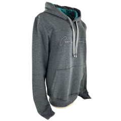 Moletom Feminino Ox Horns Com Capuz Chumbo Logo Cinza - Ref. 4158