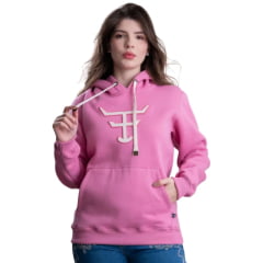 Moletom Feminino Texas Farm Aliance Modelo Canguru Rosa Chiclete Logo Ref: MTF016