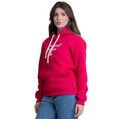 Moletom Feminino Texas Farm Aliance Modelo Canguru Rosa Magenta Logo Ref: MTF034