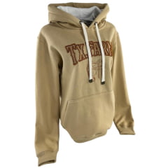 Moletom Feminino Texas Farm Alliance Com Capuz Modelo Canguru Bege Areia Com Logo R: MTF035