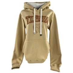 Moletom Feminino Texas Farm Alliance Com Capuz Modelo Canguru Bege Areia Com Logo R: MTF035