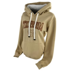 Moletom Feminino Texas Farm Alliance Com Capuz Modelo Canguru Bege Areia Com Logo R: MTF035