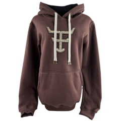 Moletom Feminino Texas Farm Alliance Com Capuz Modelo Canguru Marrom Com Logo R: MTF034