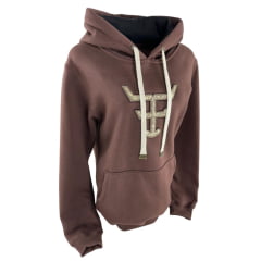 Moletom Feminino Texas Farm Alliance Com Capuz Modelo Canguru Marrom Com Logo R: MTF034