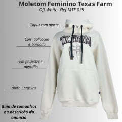 Moletom Feminino Texas Farm Alliance Com Capuz Modelo Canguru Off White Ref: MTF035
