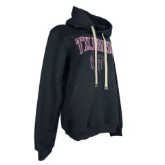 Moletom Feminino Texas Farm Alliance Com Capuz Modelo Canguru Preto Ref: MTF035