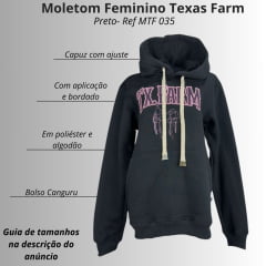 Moletom Feminino Texas Farm Alliance Com Capuz Modelo Canguru Preto Ref: MTF035