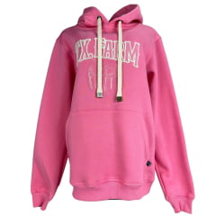 Moletom Feminino Texas Farm Alliance Com Capuz Modelo Canguru Rosa Chiclete Ref: MTF035