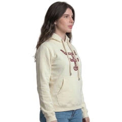 Moletom Feminino Texas Farm Alliance  Modelo Canguru Capuz Off White Logo Vermelho - Ref: MTF034