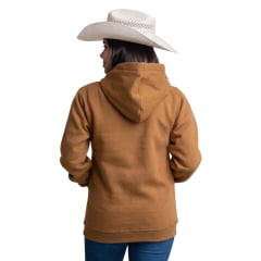 Moletom Feminino Texas Farm Com Capuz Modelo Canguru Caramelo/Preto - Ref:MTF036
