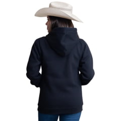 Moletom Feminino Texas Farm Com Capuz Modelo Canguru Preto/Cinza - Ref:MTF036