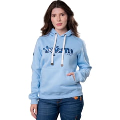 Moletom Feminino Texas Farm Modelo Canguru Azul Bebê Logo Camuflado Ref: MTF021