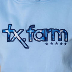 Moletom Feminino Texas Farm Modelo Canguru Azul Bebê Logo Camuflado Ref: MTF021