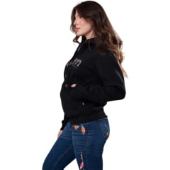 Moletom Feminino Texas Farm Modelo Canguru C/Capuz Preto C/logo Bordado - Ref: MTF021
