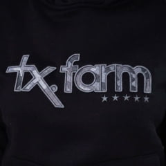 Moletom Feminino Texas Farm Modelo Canguru C/Capuz Preto C/logo Bordado - Ref: MTF021