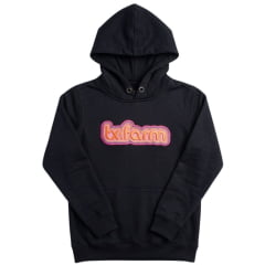 Moletom Feminino Texas Farm Modelo Canguru Capuz Preto Logo Bordado Rosa/Azul E Laranja  - Ref: MTF033