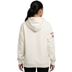 Moletom Feminino Texas Farm Canguru Capuz Branco Algodão Logo Rosa Claro REF:MTF021