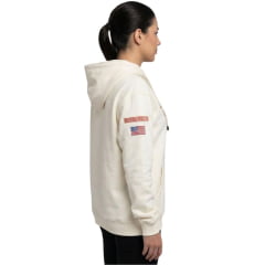 Moletom Feminino Texas Farm Canguru Capuz Branco Algodão Logo Rosa Claro REF:MTF021