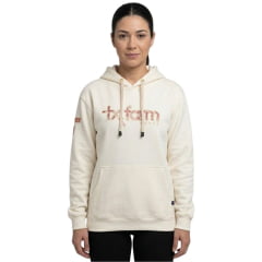 Moletom Feminino Texas Farm Canguru Capuz Branco Algodão Logo Rosa Claro REF:MTF021