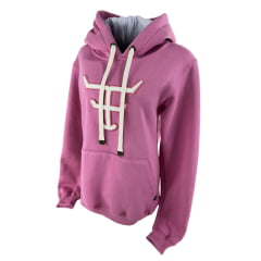 Moletom Feminino Texas Farm Modelo Canguru Rosa Algodão Doce C/ Logo Rosa E Creme Ref: MTF016