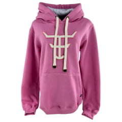 Moletom Feminino Texas Farm Modelo Canguru Rosa Algodão Doce C/ Logo Rosa E Creme Ref: MTF016