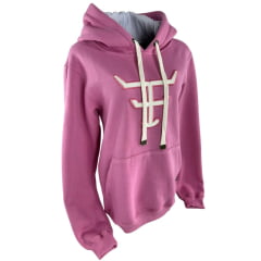 Moletom Feminino Texas Farm Modelo Canguru Rosa Algodão Doce C/ Logo Rosa E Creme Ref: MTF016