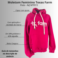 Moletom Feminino Texas Farm Modelo Canguru Rosa Magenta Logo Rosa BB REF : MTF015