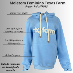 Moletom Feminino Texas Farm Modelo Canguru Azul BB/OFF White Ref : Mtf 015