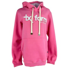 Moletom Feminino Texas Farm Modelo Canguru Rosa Chiclete Logo Branco Ref: MTF015