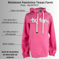 Moletom Feminino Texas Farm Modelo Canguru Rosa Chiclete Logo Branco Ref: MTF015