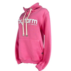 Moletom Feminino Texas Farm Modelo Canguru Rosa Chiclete Logo Branco Ref: MTF015